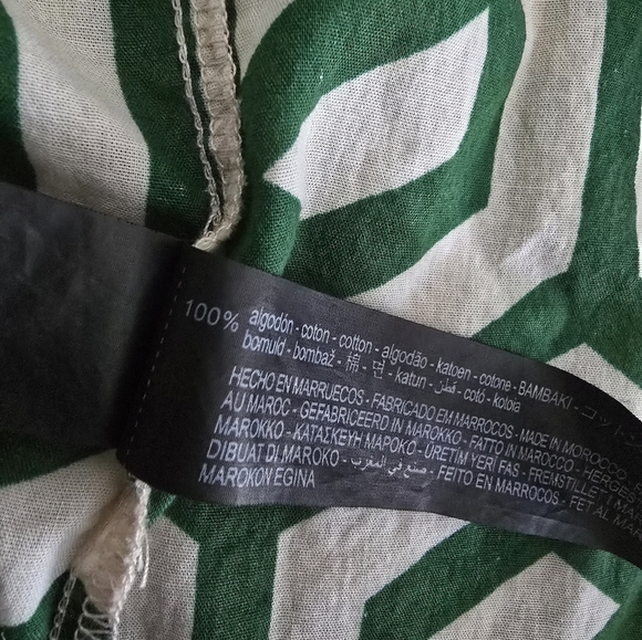 Zara Ecru White Green Geo Geometric Print Karen Tiered Midi Size S - Picture 15 of 16